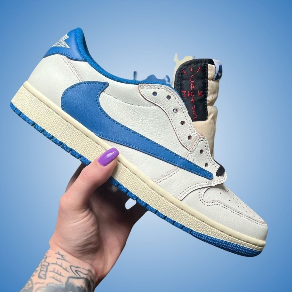 Travis Scott x Fragment x Air Jordan 1 Low OG DM7866-104 Release Date, Price & Where to Buy 2025 4 Travis Scott Fragment Air Jordan 1 Low OG Military Blue DM7866-104