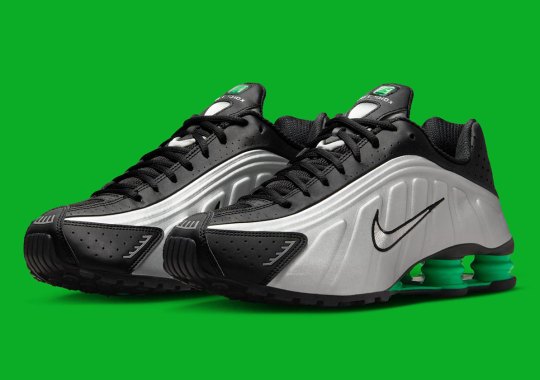 The Nike Shox R4 Swaps Into Green On Its Classic "Metallic Silver"