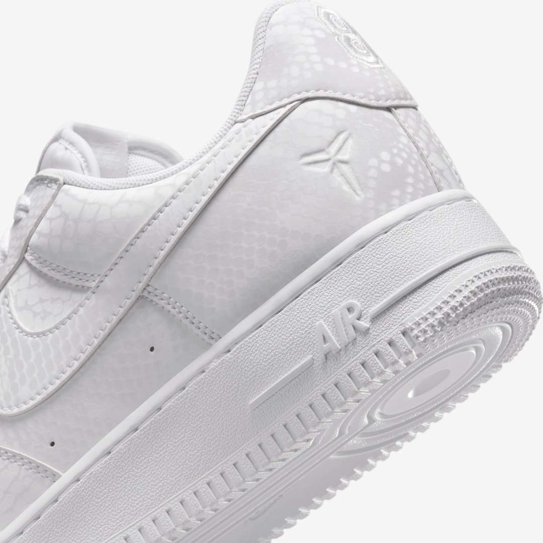 Kobe Bryant x Nike Air Force 1 Low Mamba Mentality Release Date, Price & Where to Buy 2025 8 Kobe Bryant x Nike Air Force 1 Low "Forever White" IB0018-100