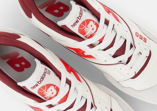 The New Balance 550 Mixes Up Burgundy And "True Red" For Summer